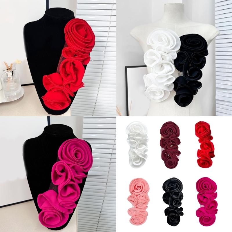 Elegant Rose Flower Appliques Large Flower Handcraft Project Making Accessories