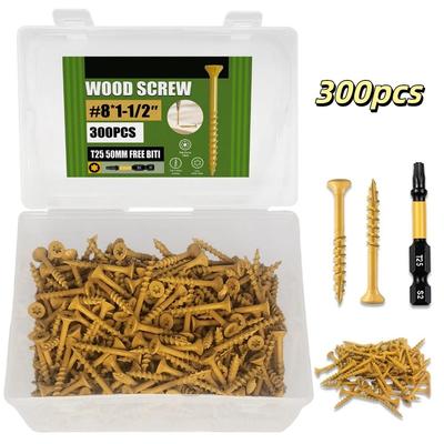 T 25 Star Drive Self-Drilling Wood Screws Epoxy Coated Imperial Deck Screws Rust Resistant Self Tapping Wood Screws Woodworking