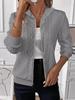 Fashion Women Zip Hoodie Jacket Long Sleeve Knit Sweatshirt Autumn Winter Casual Pullover Solid Color Loose Elegant Basic Shirt