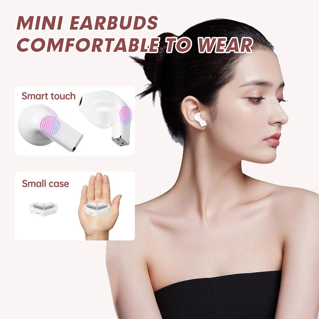Heart-shaped Rotatable Wireless Bluetooth Earphones Stereo Sound Headphones Touch Control Earbuds Gamer Headsets gifts for girl
