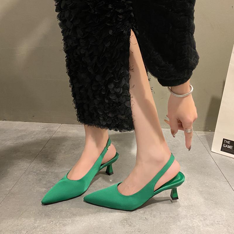 Fashion New Women Pointed Toe Heels Shoes Sandals Dress Party Fashion Summer Slippers New Walking Flip Flops Pumps Slides Zapatos Mujer