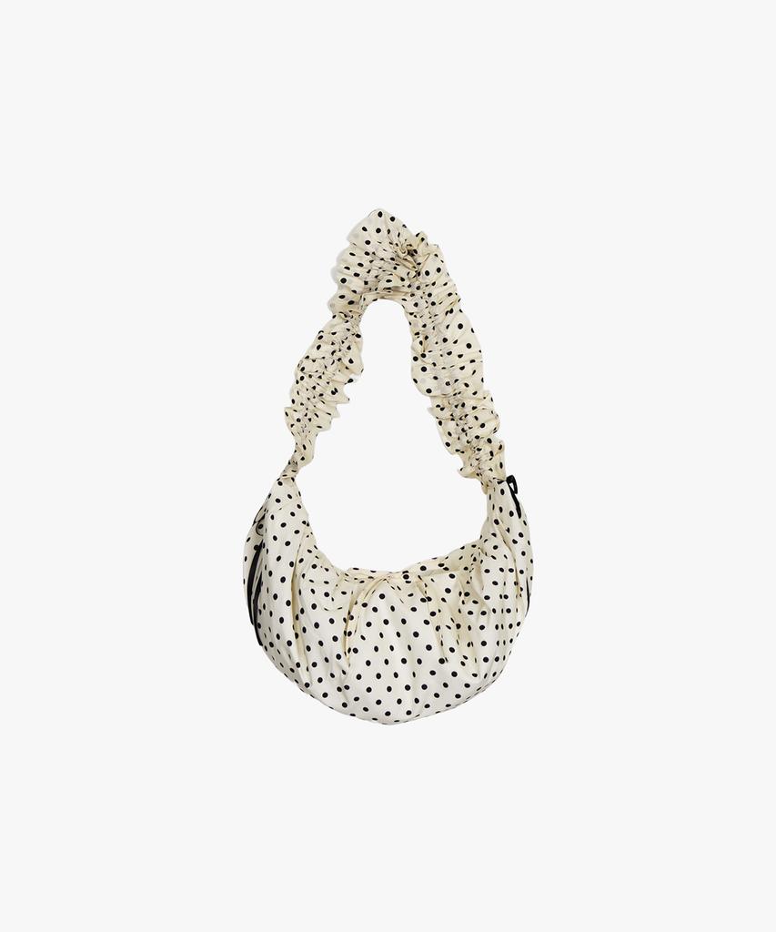 Pink Pineapple Dot Shirring Shoulder Bag_Ivory
