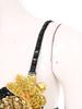 Womens Sparkly Sequins Belly Dance Tops Adjustable Straps Plastic Beaded Tassels Underwired Bra for Halloween Theme Party Stage Performance