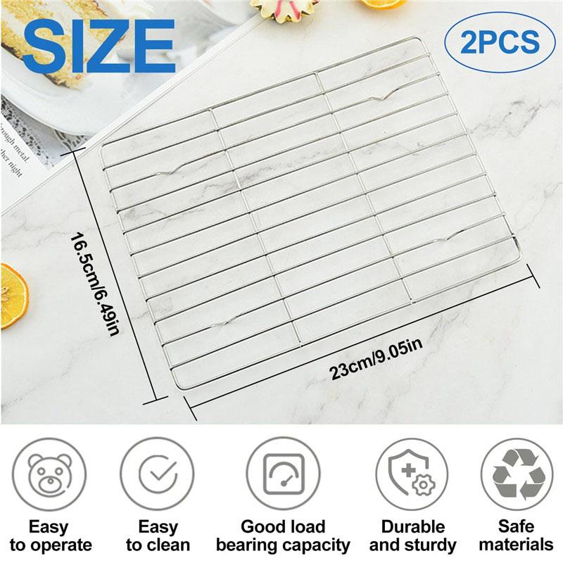 2-Piece Set for Baking Stainless Steel Wire Grill Oven Baking Barbecue Net