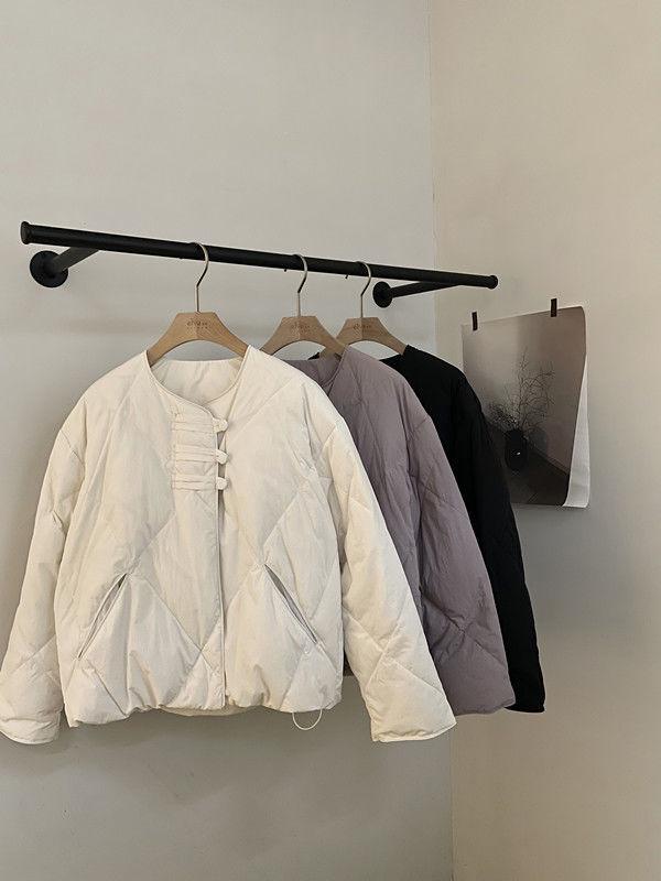 Petite Women's Lightweight Collarless Winter Down Jacket with Diamond Pattern