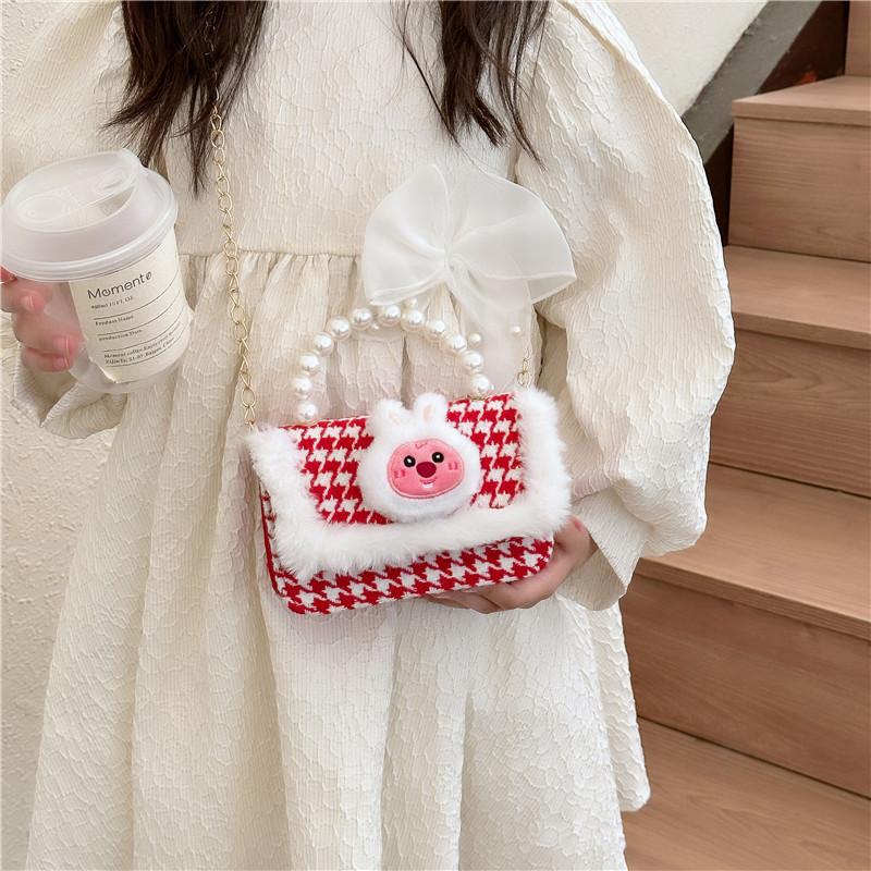Elegant Pearl Red Childrens Handbag For Girls Featuring Breathable And Wearresistant Material