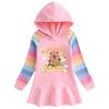 Ruffle Rainbow Hooded Sweatshirt Dress for Girls: Long Sleeve Princess Style