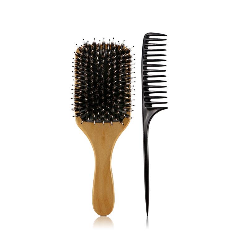 Pig mane hair Beech Wood Paddle Brush Airbag Scalp Massage Hair Styling Hairbrush For Woman Beauty Salon Barbershop Tools