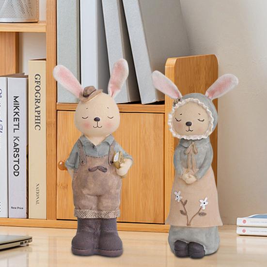 Lovely Compact Decorative Creative Rabbit Resin Ornament Couple Bunny ...