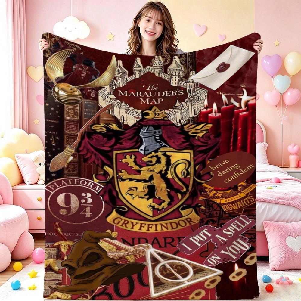 Harry Potter'S Magical World Theme Printed Blanket Breathable Fleece Blanket For Bedroom Sofa Nap Home Party Decor Memorial Gift