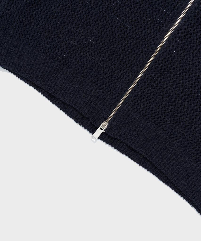 OTHERFITS Scaly Net Knit Zip-Up Hoodie (Navy)