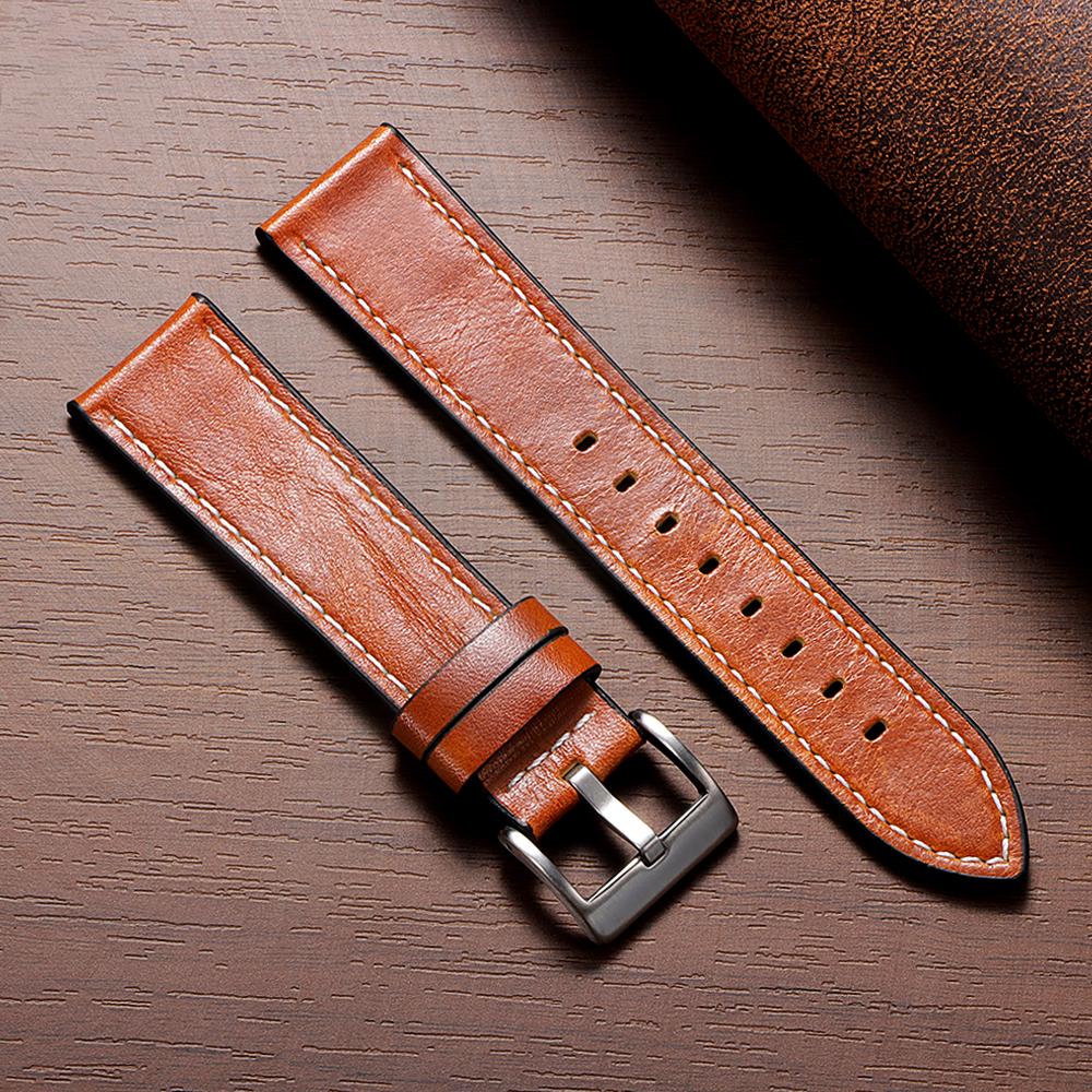 Vintage Oil Wax Leather Watchband 20mm 22mm for Omega for Seiko Wristband Stitching Cowhide Strap Watch Band Men Women Bracelets