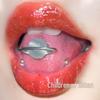 Satan's Child Titanium Cat's Eye Tongue Stud - Super Flash Tongue Piercing Ring