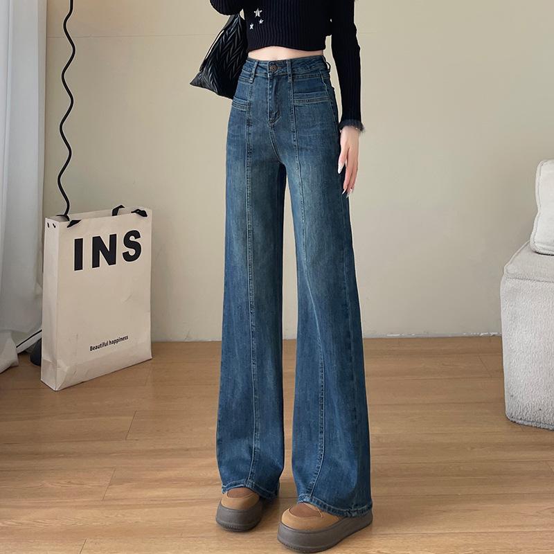 

Women s High Waist Retro Wide Leg Jeans - Spring 2025 Slim Fit Straight-Leg Design XS