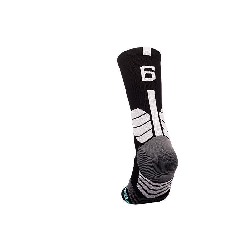 Digitale Basketballsocken für Herren – Elite-Handtuchgefühl, Wadenlang, Sternnummern-Design, Sport-Essentials für Herbst und Winter