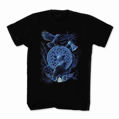 Norse Myth Odin Ravens Nordic Warrior Valhalla T-Shirt 100% Cotton O-Neck Short Sleeve Summer Casual Mens T-shirt Size S-3XL