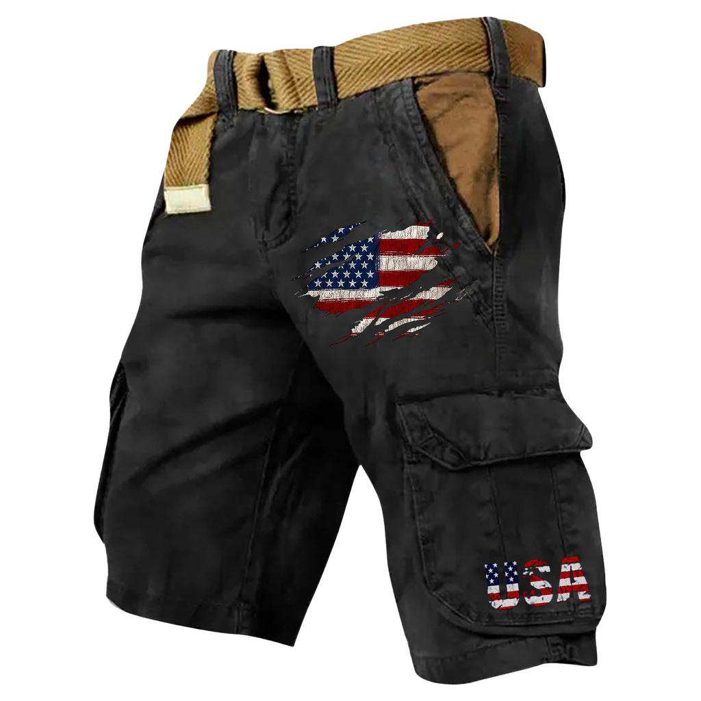 Men's Summer Printed Outdoor Shorts Men's Loose Multi-Pocket Shorts