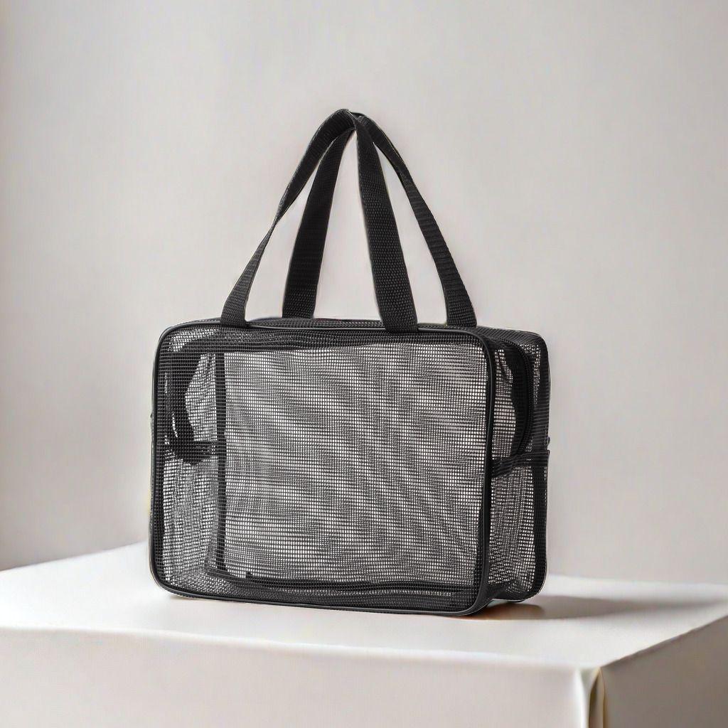 Unisex Travel Organizer: Mesh Cosmetic & Shower Bag with Multi-Pockets