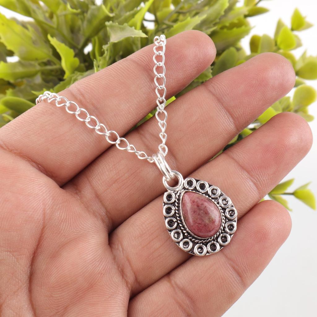 Black Rhodonite Stone 925 Sterling Silver Best Friend Gift Anniversary Pendant PP-26-27