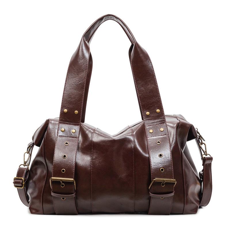 

2025 новые ретро женские сумки, модные сумки-тоут, заклепки, плечевые портативные сумки-мессенджеры для通勤 большого объема