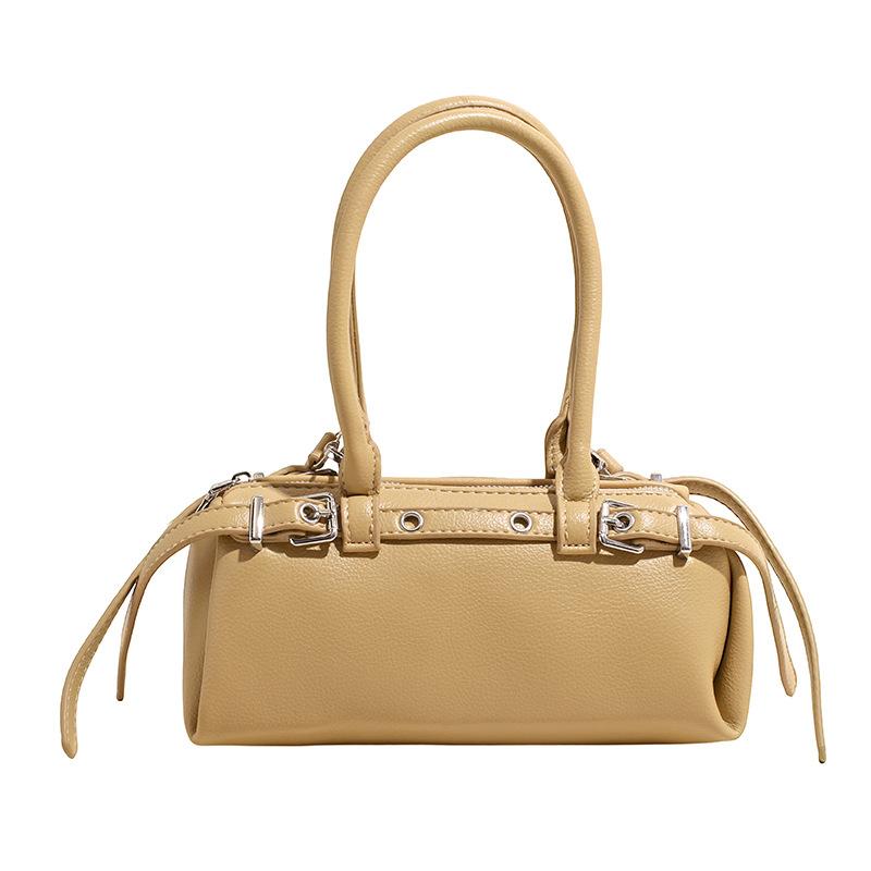 Elegant PU Handbag for Women Classic Barrel Shape Design with Dual Handles and Adjustable Shoulder Strap