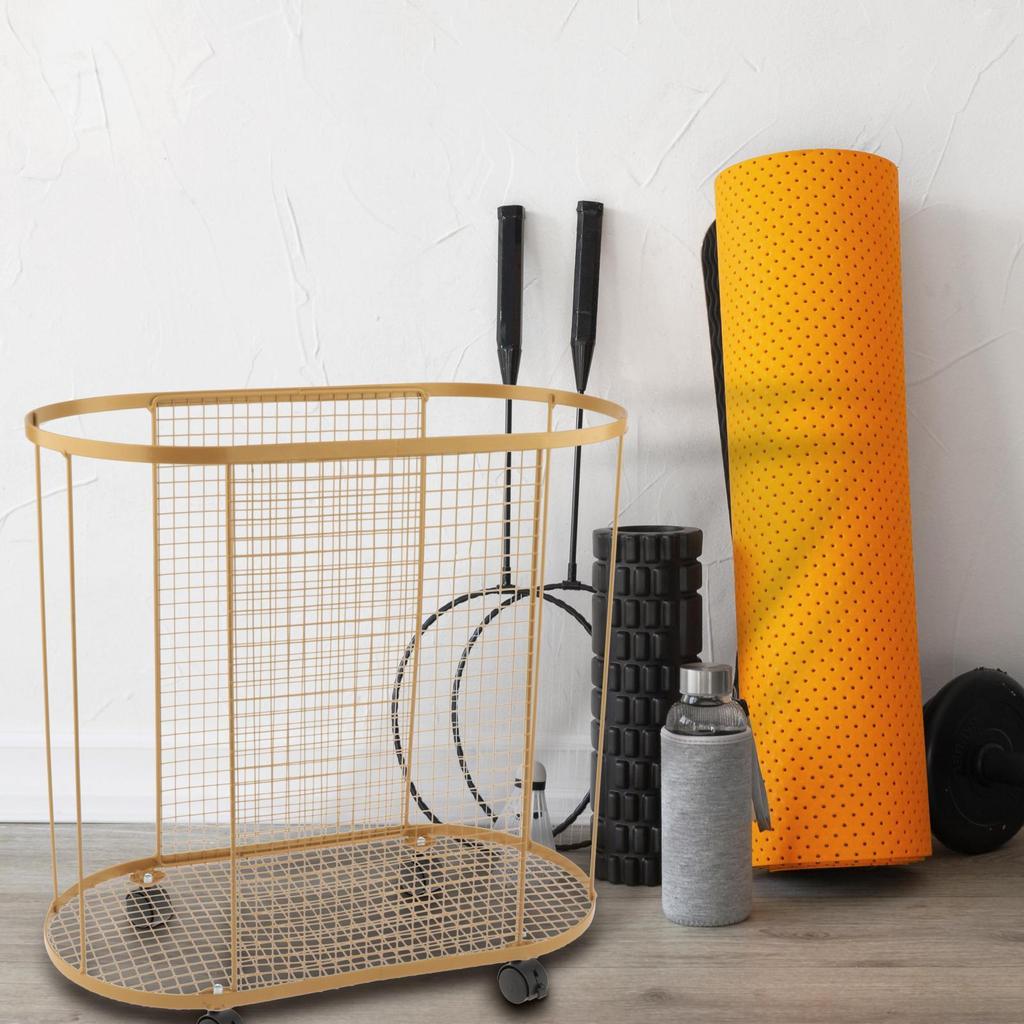 Yoga Mat Storage Rack Cart with Wheels Gym Equipment Storage Basket for Dumbbell Yoga Blocks Kettlebells Resistance Bands