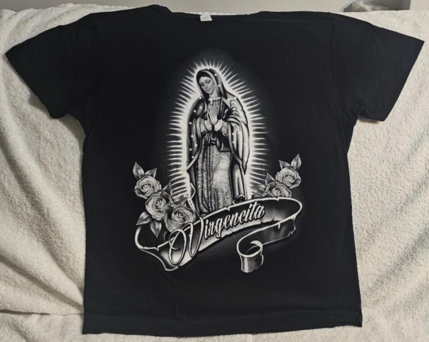 

GUADALUPE VIRGIN MARY PRAY FLOWER ROSE VIRGENCITA RELIGIOUS T-shirt M