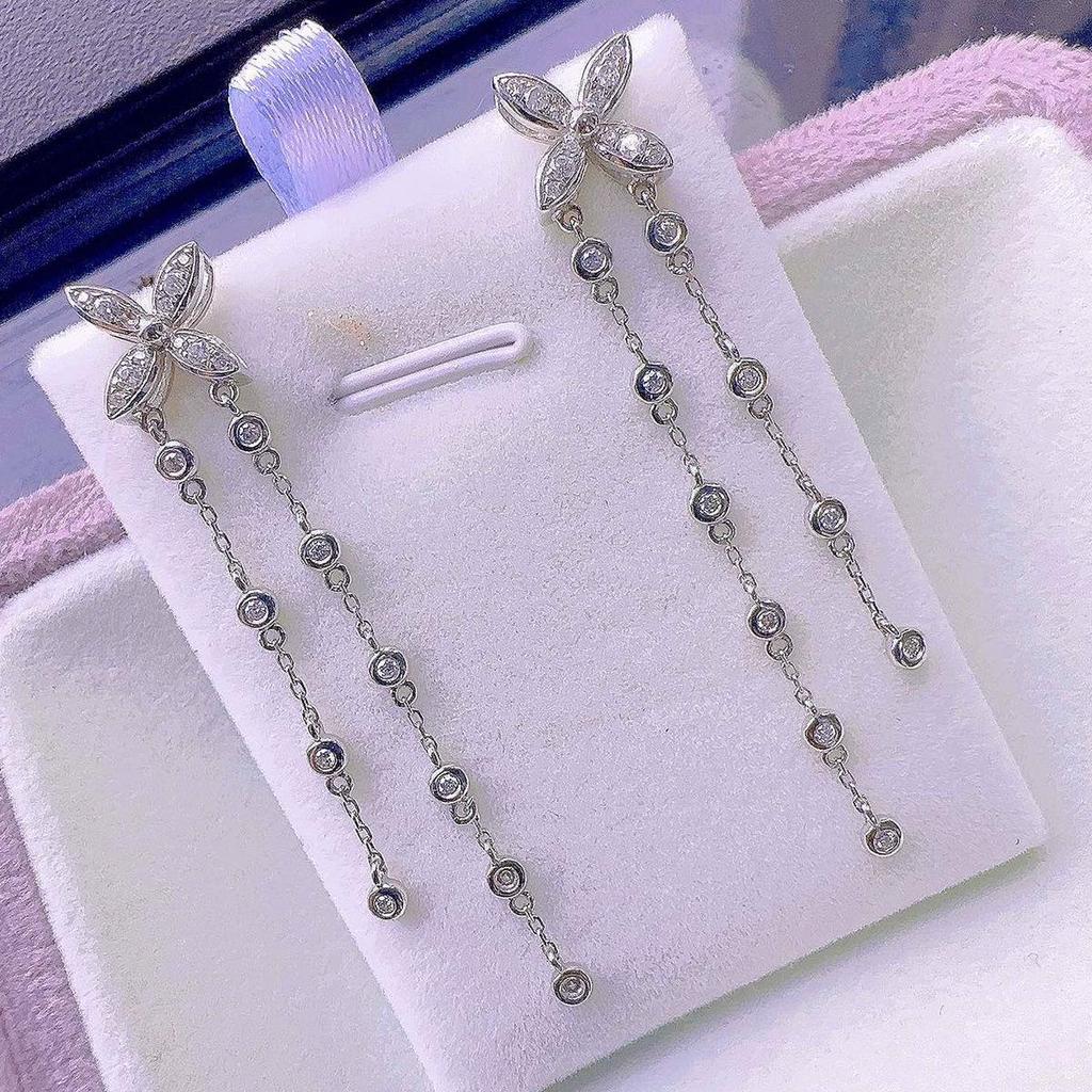 Red Elk S925 Sterling Silver Four-Leaf Clover Tassel Earrings