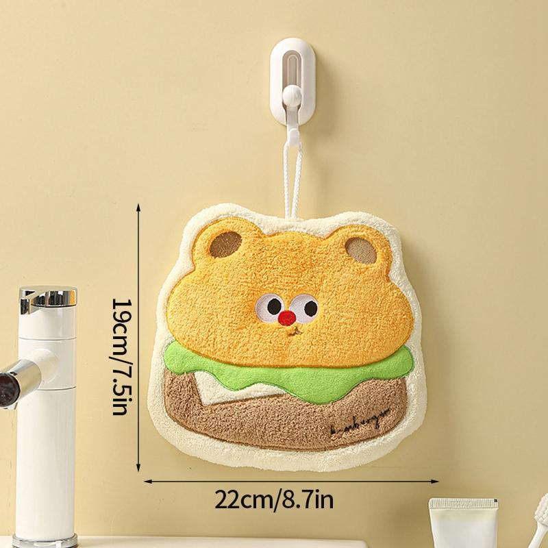 Thickened Cartoon Hand Towel Coral Fleece Bathroom Kids Wash Hand Cloth Kitchen Hanging Towel Super Absorbent Rag Handkerchief