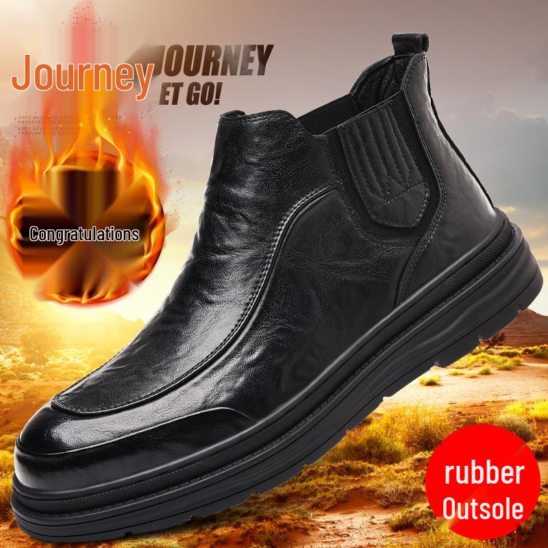 Men's Chelsea Martin Retro Leather Ankle Boots - British Style Mid-Top for Autumn/Winter