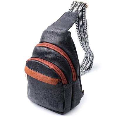 Convenient Women's Shoulder Bag with a Hole for Headphones Made of Eco-leather VINTAGE Bag 22787 Black