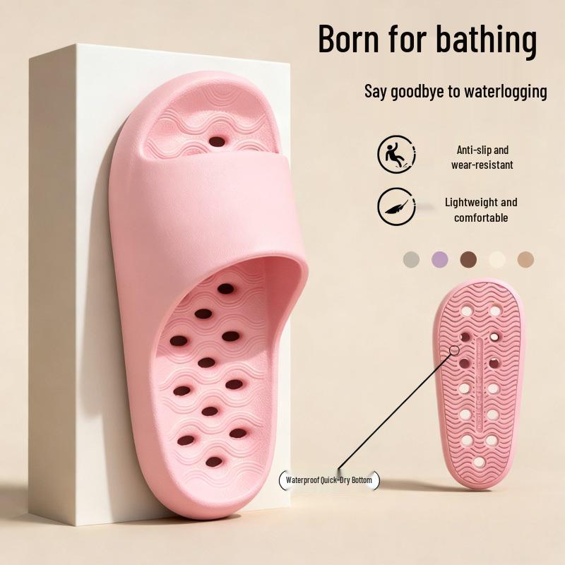 Women's Non-Slip Quick-Dry Shower Slippers, Water-Draining Hollow Design, 2026 Style, Cool Indoor Slippers for Men