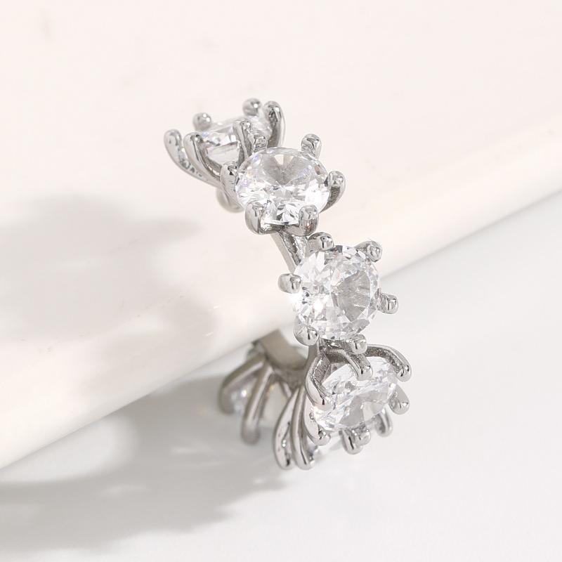 Zircon Clip Earrings for Women Exquisite Vintage Rhinestone Geometric Ear Cuffs Non Piercing for Daily Party Wear