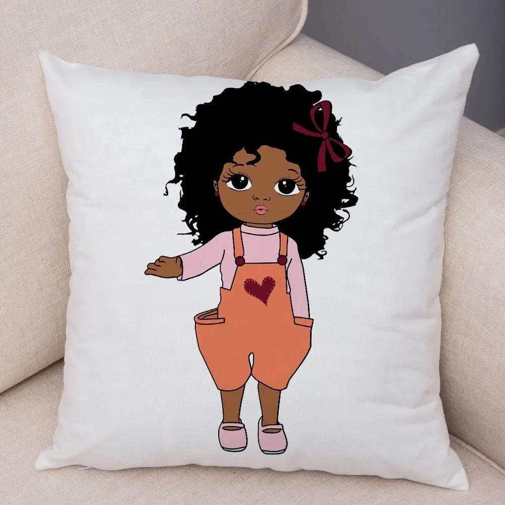 Cute Cartoon Girl Pillowcase Sofa Cushion Cover Home Children's Room Decoration