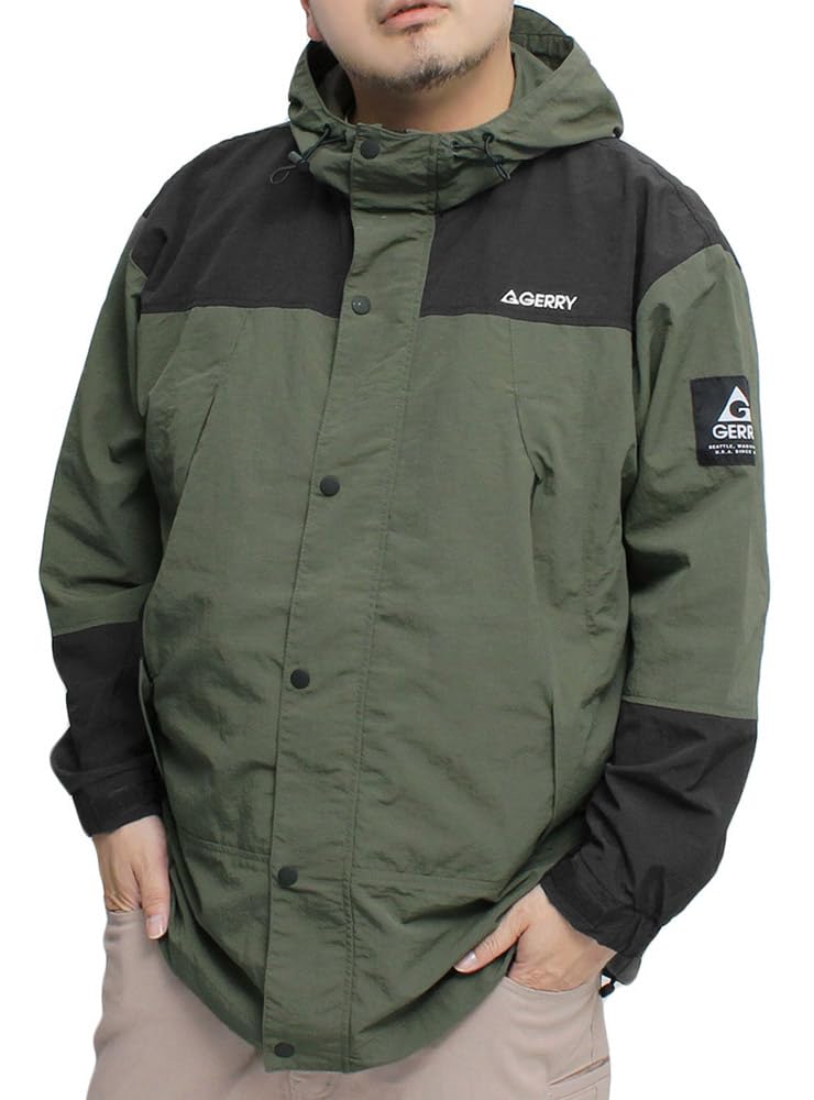 

One Colors GERRY Men s Mountain Parka, Water-Repellent, UV-Cut Nylon Blouson, Size 3L, Khaki