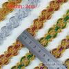2cm Wide Gold & Silver Sequin Lace Trim - 18m Card for Clothing Accessories