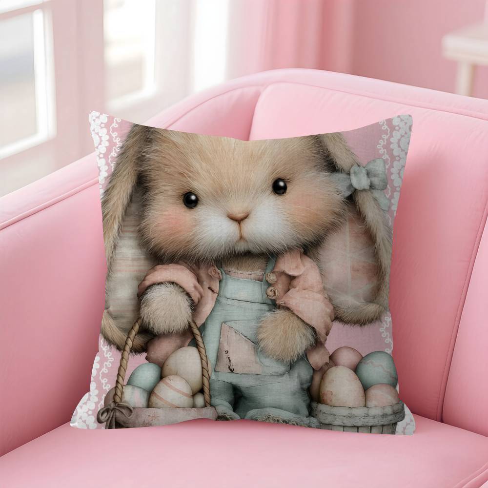 Cushion Cover Pillowcase Upholstery Sofa Throw Pillow Home Decor Pillowcas Easter Bunny Classic