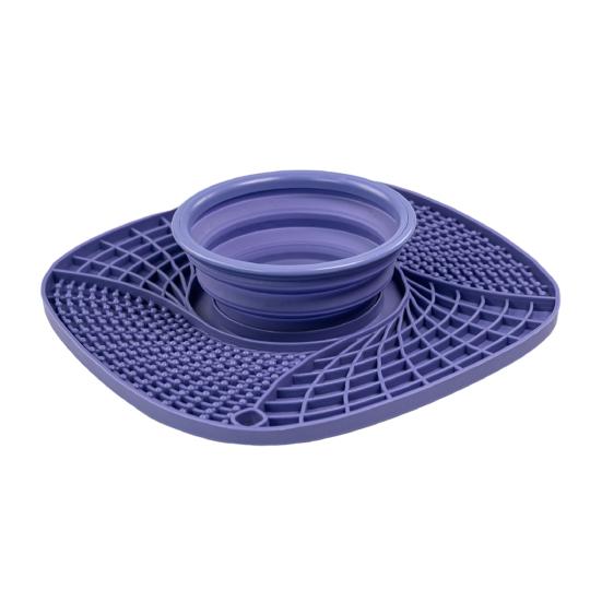 Pet Slow Feeder Mat Collapsible Silicone Dog Food Bowl with Lick Mat Slow Feeding Puzzle Bowl for Dogs And Cats