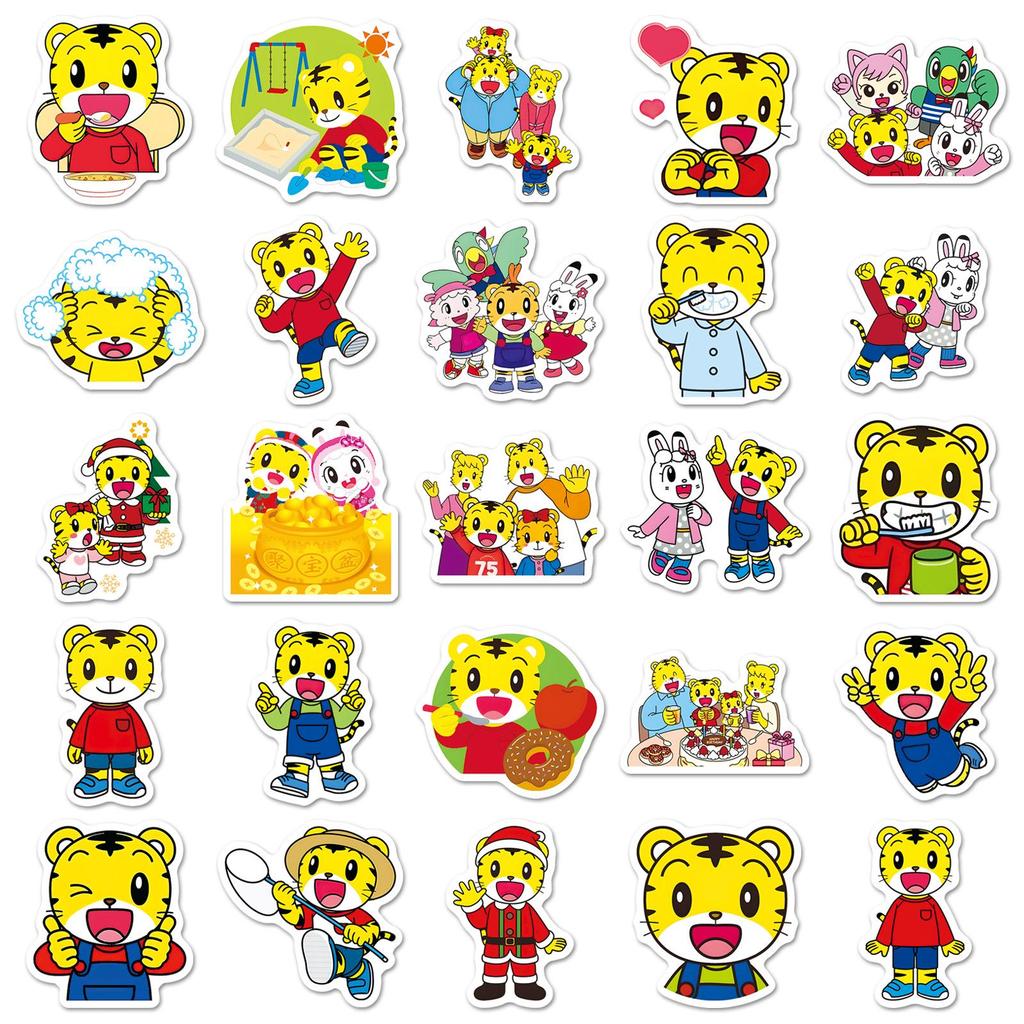 Qiaohu Cartoon Stickers: 50 Cute Waterproof Decorative Stickers for Storage Boxes, Helmets, Diaries, and Earphones.