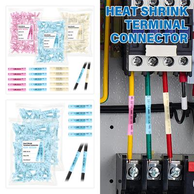 250/200PCS Heat Shrink Connectors Insulated Waterproof Crimp Terminals Seal Butt Electrical Wire Connector 12-10 16-14 22-16 AWG
