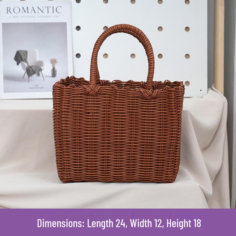 Wicker Handheld Lightweight Basket: Versatile Vegetable Shopping, Fashion Tote, Picnic & Bathroom Shower Use