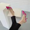 Thin-heeled Mid-heeled Mid-toe Semi-female Rhinestone Pointed-toe Shoes High-heeled Flip-flops