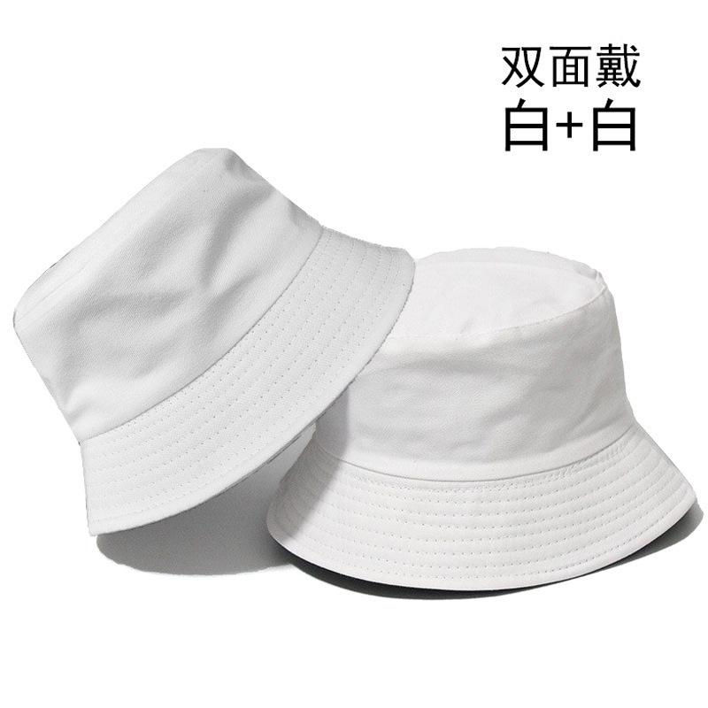 Double-sided bucket hat men's simple casual versatile basin hat women's solid color light board sun hat couple hat tide
