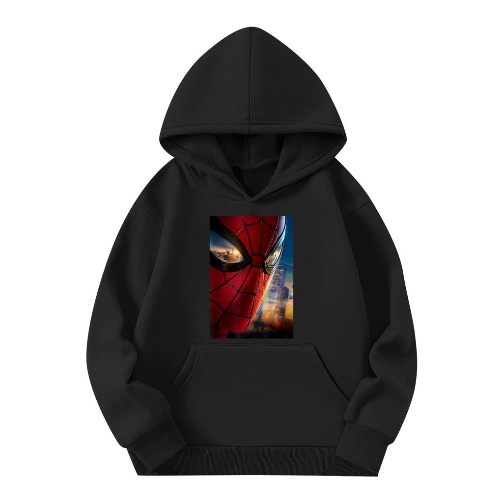 Kids Long Sleeve Pullover Hoodie with Pocket Letter Print Loose Fit Top