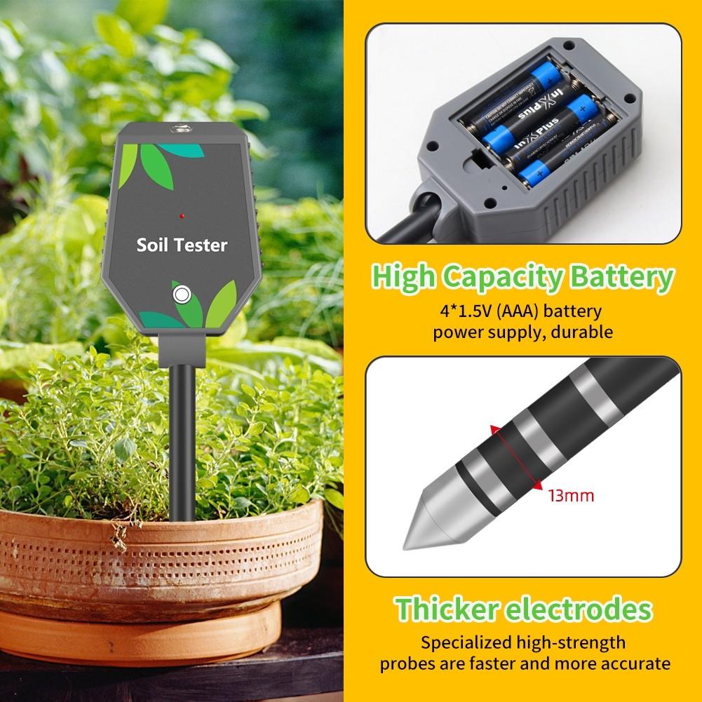8 IN 1 Smart Bluetooth Soil Tester EC/PH/Fertility/Salt/Air Humidity/Temperature/Sunlight/Soil Moisture Monitors