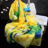 100% Silk Scarf Ladies Yellow Printed Silk Scarf Women Fashion Soft and Elegant Shawl Long Shawl Spring Autumn Winter Summer