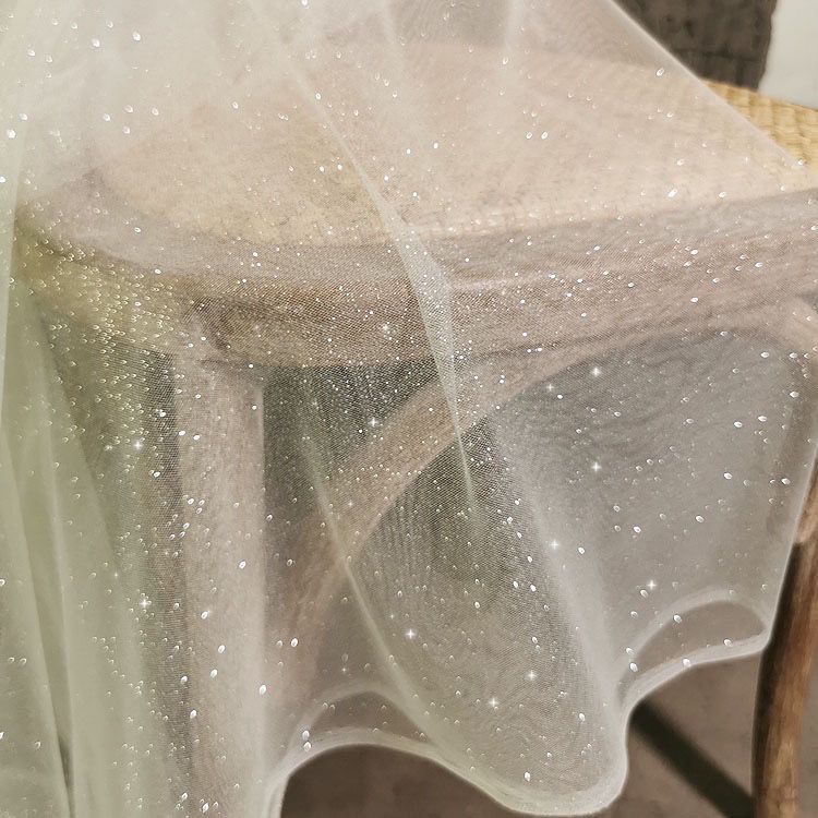 Swiss White Wedding Stage Arrangement Photography Background Wedding Dress Formal Gown Designer Clothing Fabric Glitter Gauze