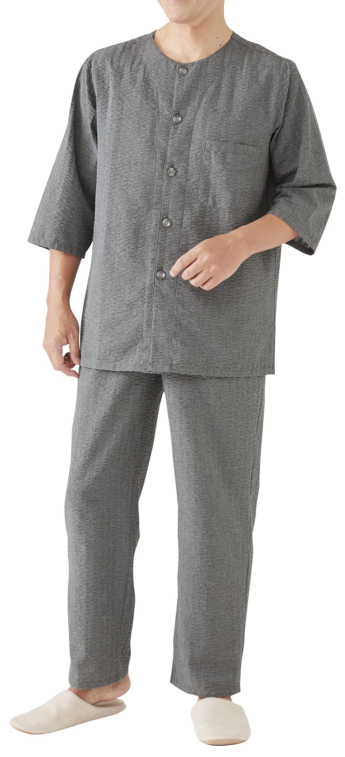 

Классная пижама с рукавом 3/4 и круглым вырезом, серая, L, мужская серый