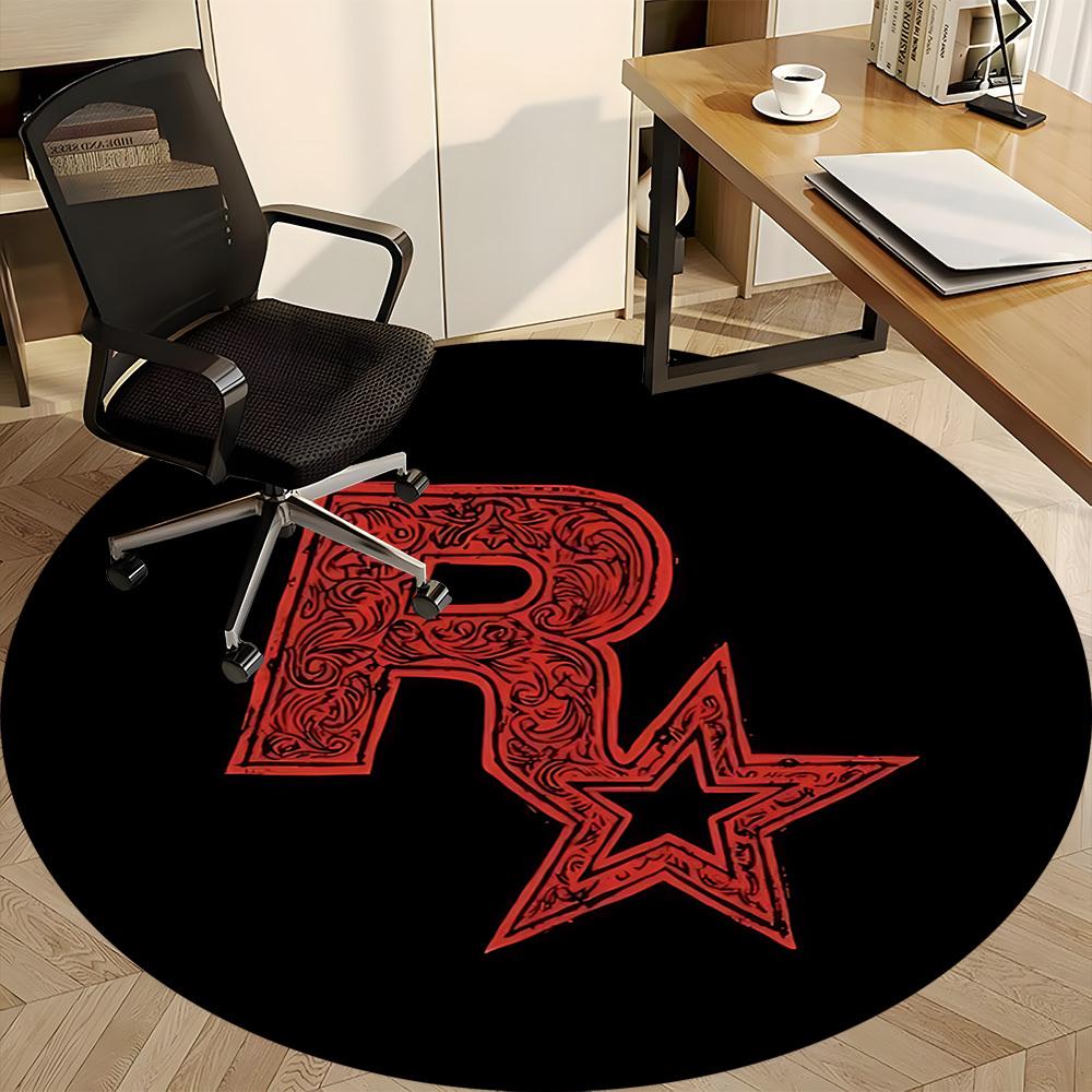 1pz Tappeto Rotondo Ufficio Logo Rockstar Games, Tappetino Interno Adatto per Ufficio, Sotto Sedie da Ufficio Camera da Letto Soggiorno Decorazioni per la Casa, Decorazione Stanza