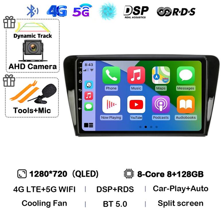 Android 14 Carplay Auto Car Radio For Volkswagen SKODA Octavia 3 A7 2013 2014 2015 2016 2017 2018 Multimedia Player Stereo GPS